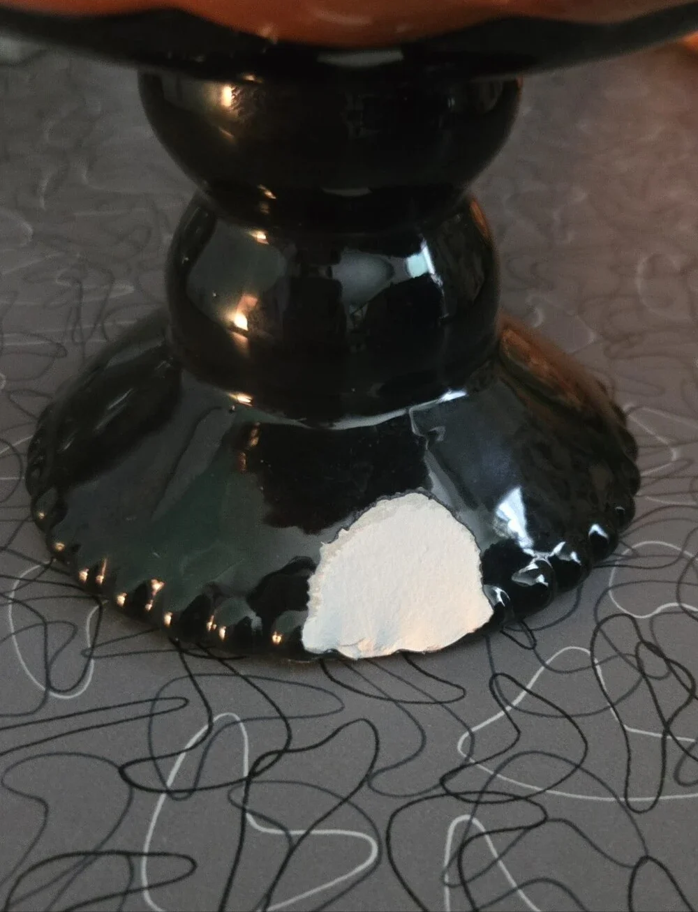 🎃RARE Cobwebs and Cauldrons Orange and Black Pumpkin Glass Candy Jar🖤